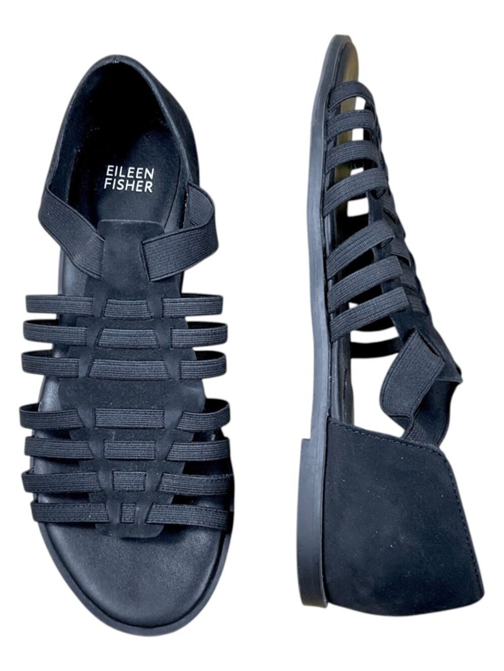 Eileen Fisher Sandals Flat Suede Rato Black (7.5)